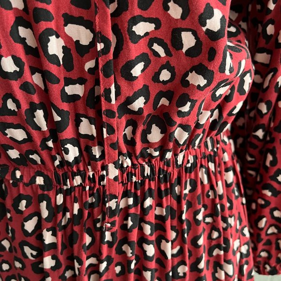 Old Navy Pretty Leopard / Polka Dot Print Dress Medium 3/4 sleeves - Picture 5 of 6